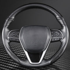 Carbon Fiber&Leather Steering Wheel Stitch on Wrap Cover For Toyota Camry 18-21