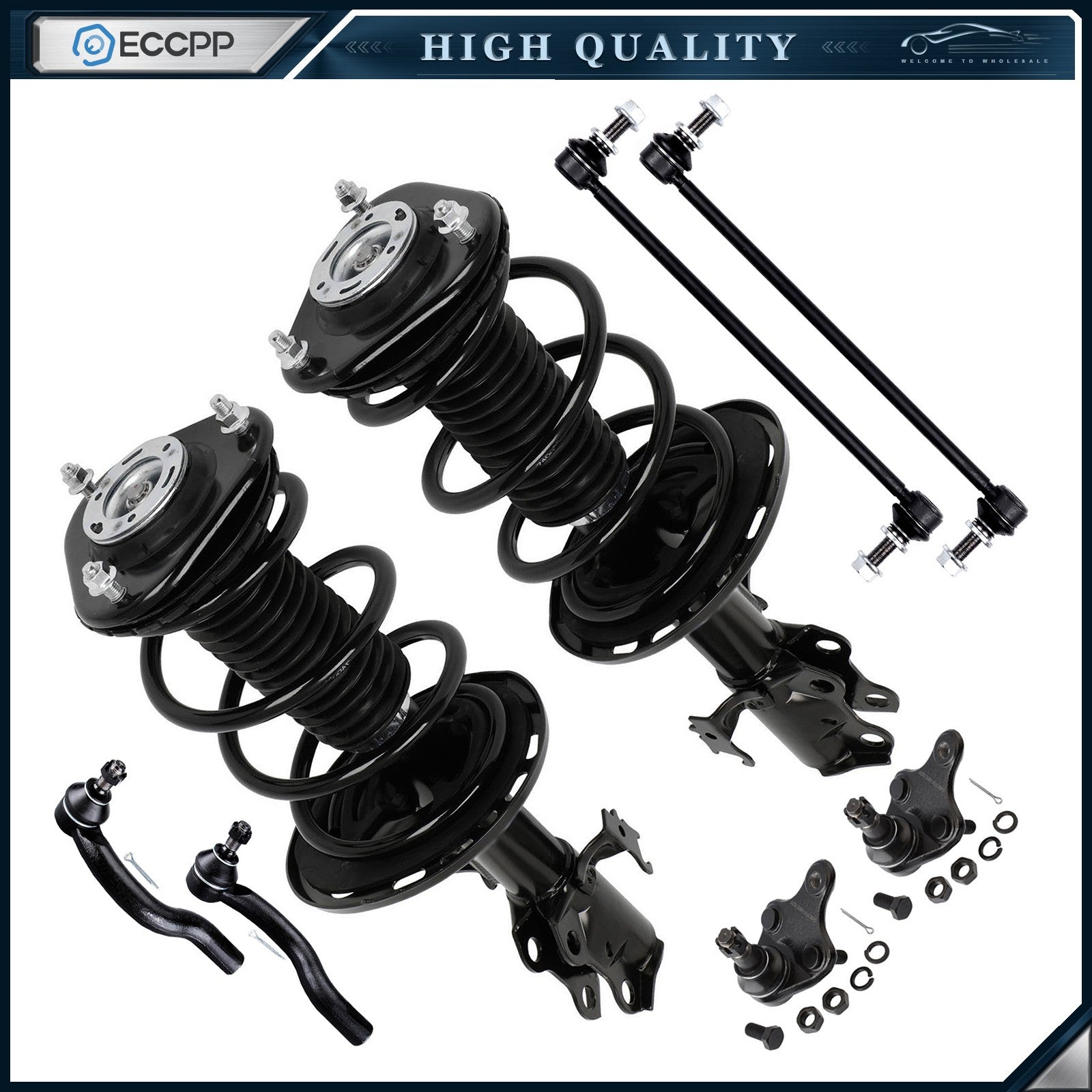 Front Struts Sway Bars Tie Rods Ball Joints For Scion tC 2011-2016 w/Coil Spring 6B93BC-57