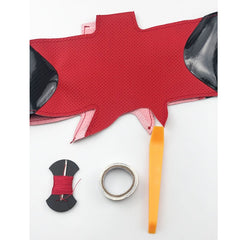 Carbon Fiber&Red Leather Steering Wheel Hand Sewing Wrap For Tesla model 3 Y