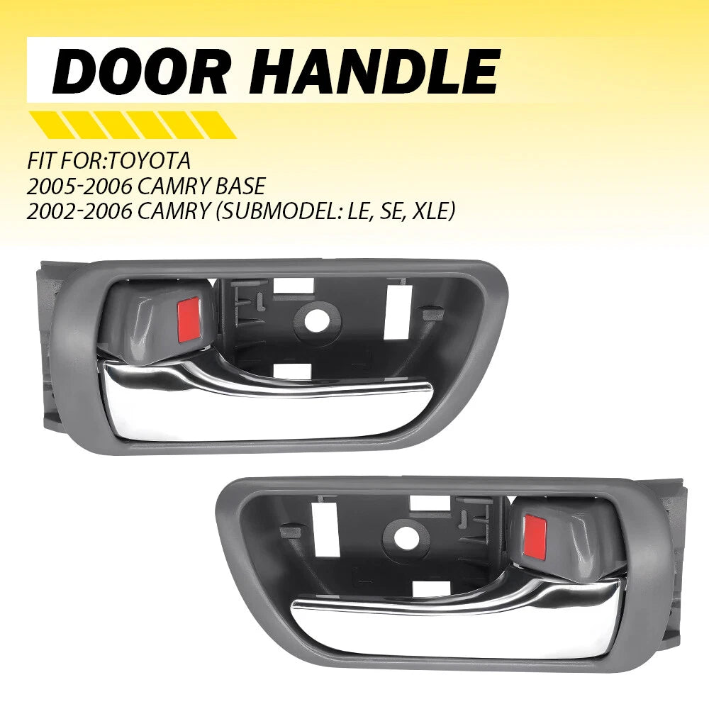 Door Handle Inside Gray Chrome Left Right Pair Set for 2002-2006 Toyota Camry EA 6B93BC-57