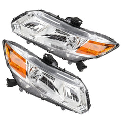 Chrome For 2015-12 Honda Civic 4Dr Replacement Headlights Left+Right Side Lamp 6B93BC-57