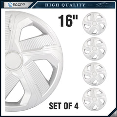 ECCPP 4Pcs 16 inch Wheel Hub Caps For R16 Tires Wheel Rim Covers Snap-On Silver KOEEP