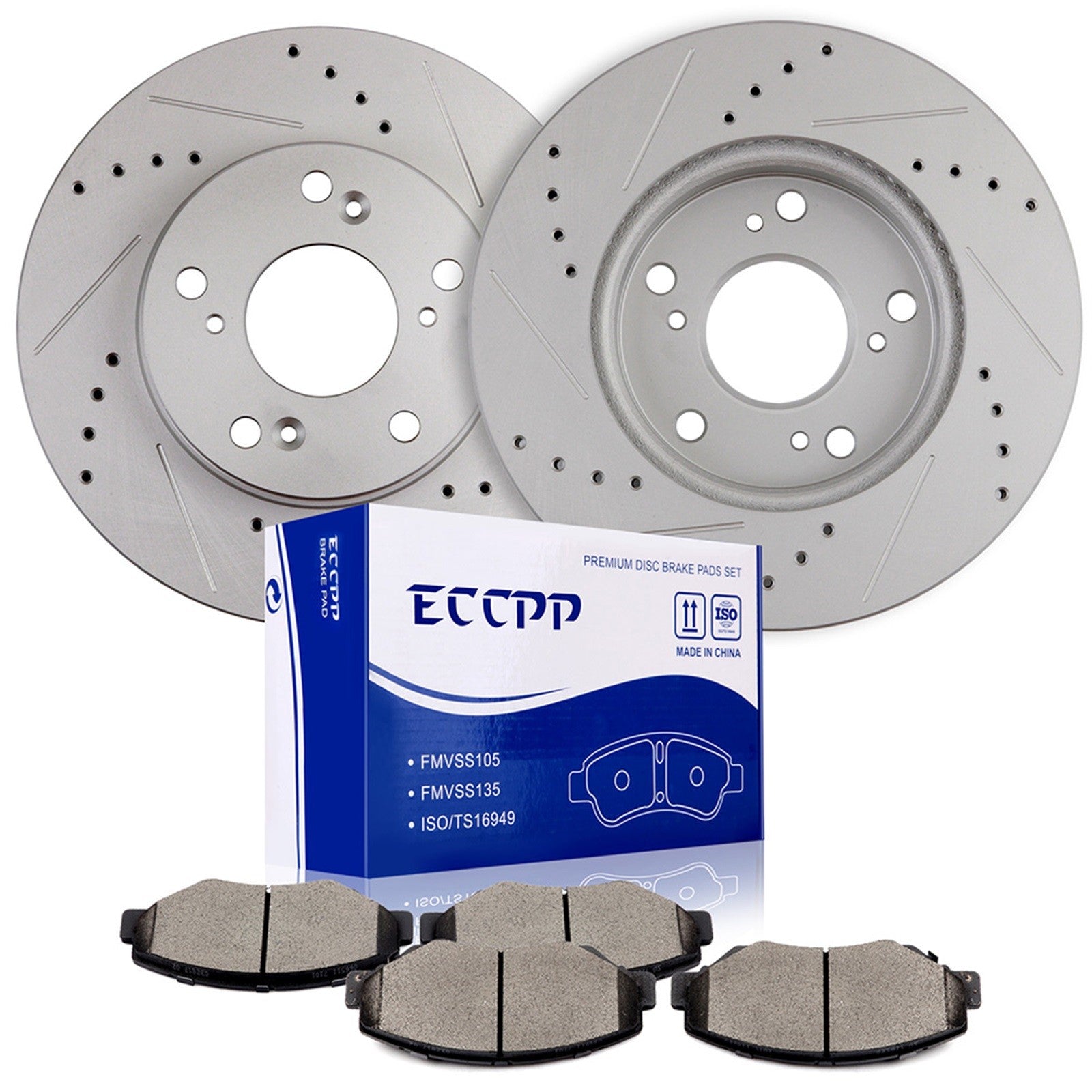 Front Disc Rotors & Ceramic Brake Pads for 2012 Honda Civic DX LX EX HF 6B93BC-57