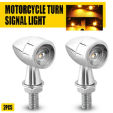 2x Chrome Bullet Motorcycle Mini LED Turn Signals Blinker Light Indicator Amber 6B93BC-57