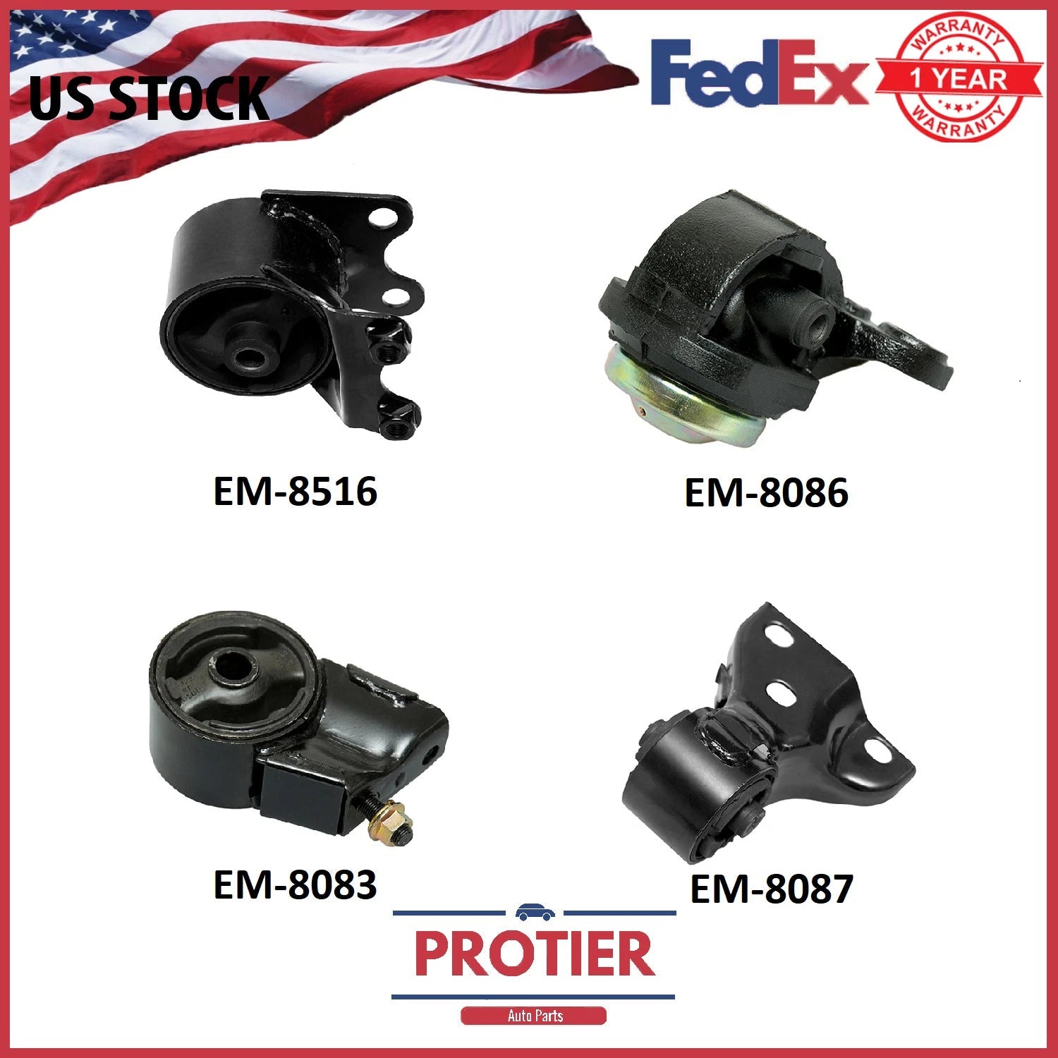 Engine & Trans Mount Set for 1990-1992 Mazda 626 2.2L Auto 6B93BC-57
