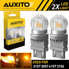 2X AUXITO 3157 4157 LED Amber Yellow Turn Signal Blinker Corner Light bulb 6T EA AUXITO