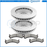 Front Drilled & Slotted Brake Rotors Ceramic Pads For 2001-2010 GMC Sierra 3500 6B93BC-57