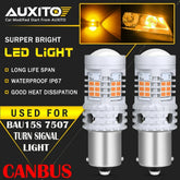 AUXITO BAU15S 7507 LED Turn Signal Light Amber Canbus No Hyper Flash Error Free AUXITO