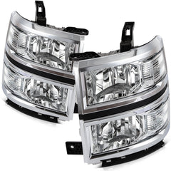 Pair Headlights Assembly For 2014-2015 Chevrolet Silverado 1500 4.3L 5.3L Chrome 6B93BC-57