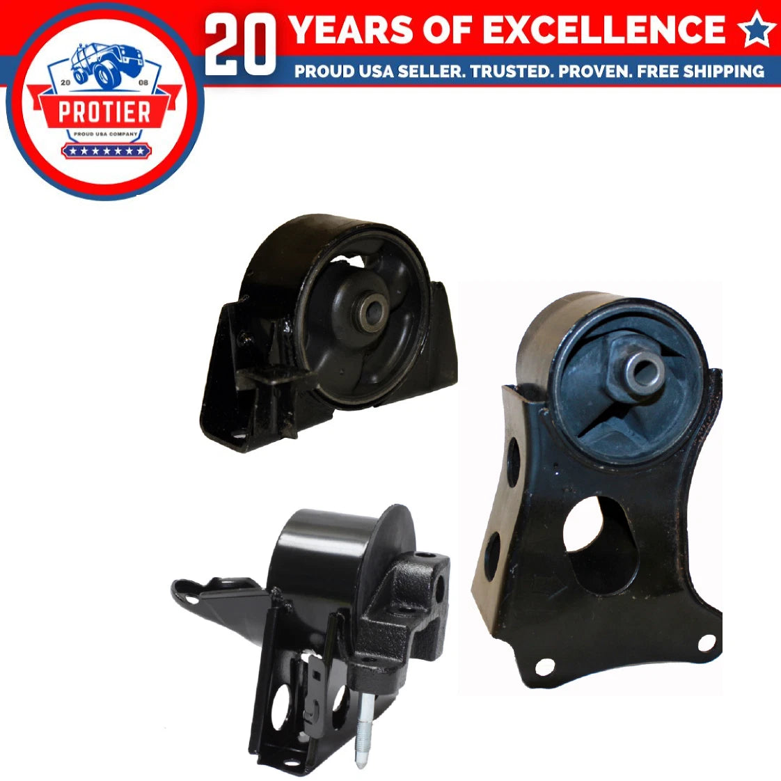 Engine Motor Mount 3PCS Set Fit 2005-2007 Nissan X-Trail 2.5L FWD Replaces 6B93BC-57