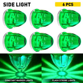 6X Green LED Watermelon LightsSide Marker Truck Trailer Chrome Housing 12-24V EA 6B93BC-57