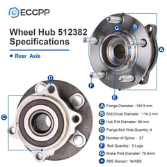 1Pc Wheel Hub Bearing Rear AWD For 2007-2012 Mitsubishi Outlander 7-Passenger 6B93BC-57