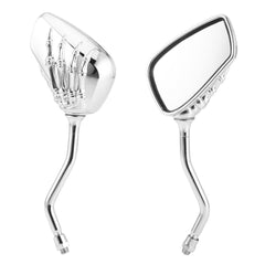 Universal Chrome Skeleton Skull Hand Claw Motorcycle Rear View Mirrors 8mm 10mm