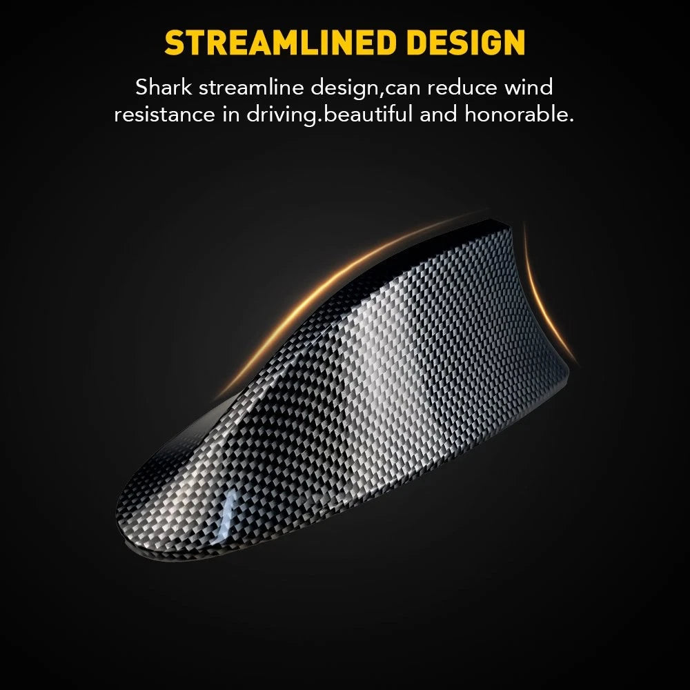 Carbon Fiber Car Roof FM AM Radio Functional Shark Fin Antenna Aerial Cover 6B93BC-57