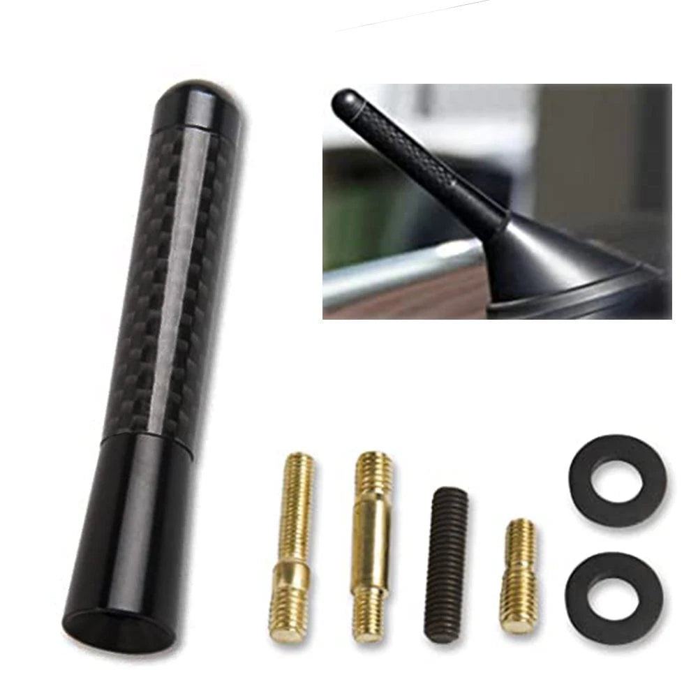 AUXITO BLACK CARBON FIBER SHORT BILLET ALUMINUM 3" INCH ROOF ANTENNA UNIVERSAL 6B93BC-57