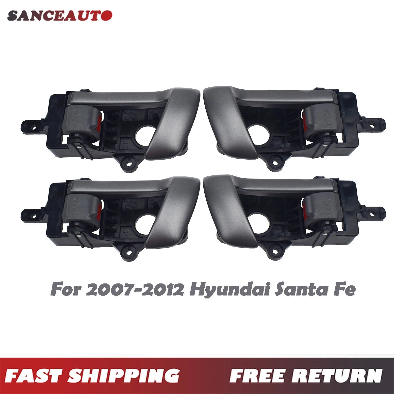 Left Right 4PCS Inside Interior Door Handle Grey For Hyundai Santa Fe 2007-2012 6B93BC-57
