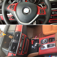 Interior Center Console Carbon Fiber Molding Sticker Decals For BMW X5 X6