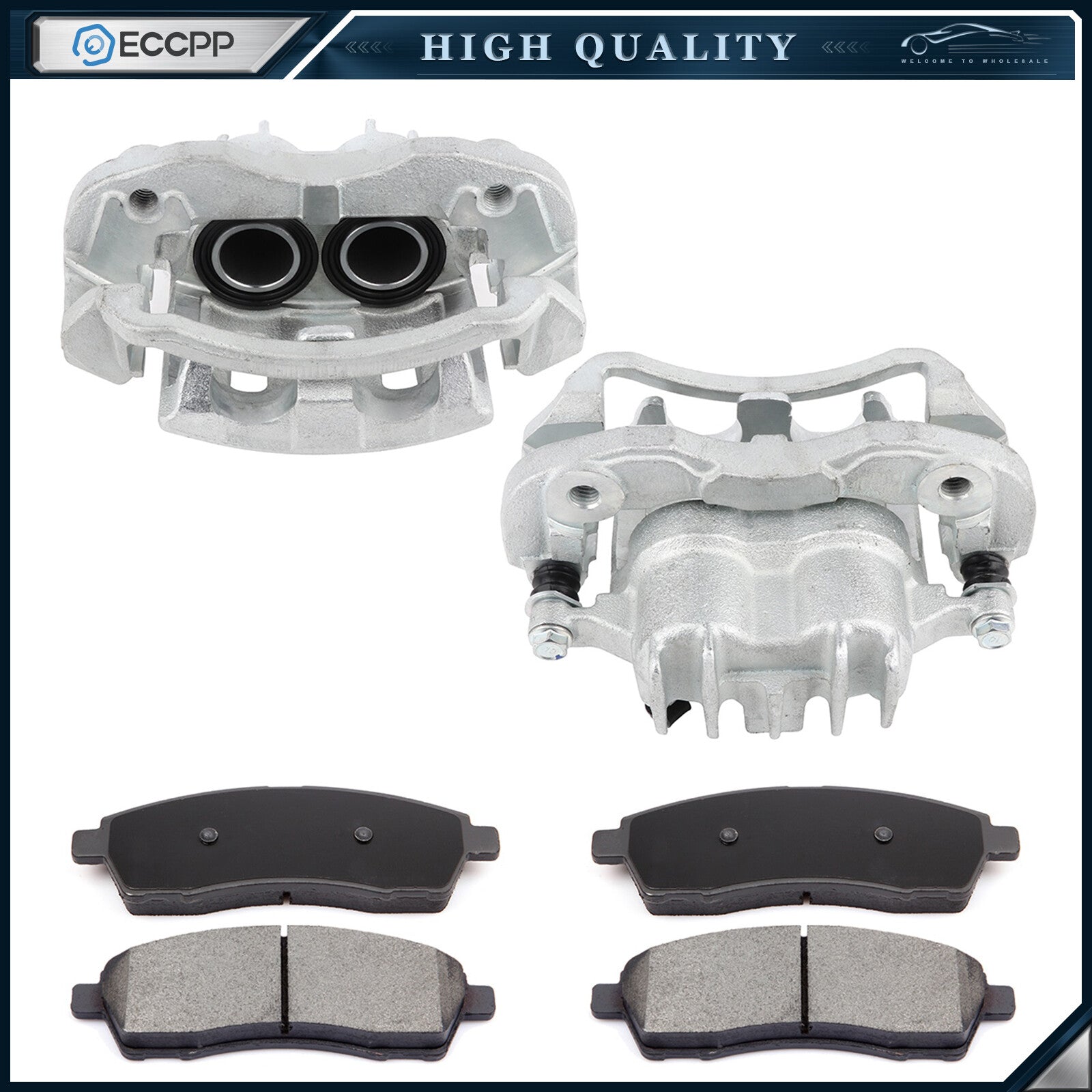 Rear Brake Calipers Brake Pads Set 6Pcs For 2000-2004 2005 Ford Excursion 6B93BC-57