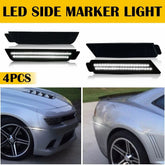 For 2010-2015 Chevy Camaro Smoked Reflector White LED Side Marker Lights 4pcs 6B93BC-57