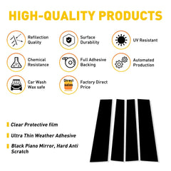 For TOYOTA Tundra Double Cab 2007-2021 Black Pillar Posts Door Window Cover EOA 6B93BC-57