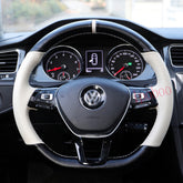 Black&White Hole Leather Steering Wheel Hand-stitch on Cover For VW Golf 7 Jetta 6B93BC-57