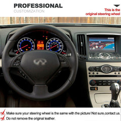 Hand-Sewing Black PU Leather Steering Wheel Covers Wrap For Infiniti G37 2007-13