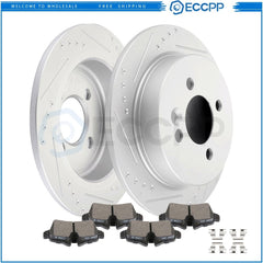 Rear Discs Brake Rotors and Ceramic Pads For MINI Cooper 2007 - 2008 Slotted