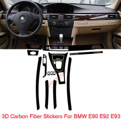 Interior Center Console Carbon Fiber Molding Sticker Decals For BMW E90 E92 E93