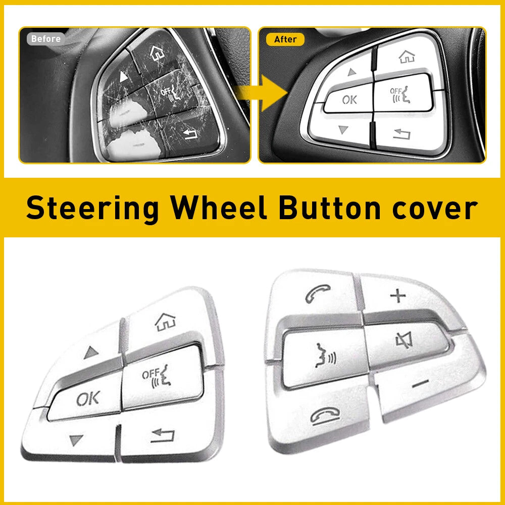 Chrome Steering Wheel Button sticker covers For Mercedes Benz GLC C Class W205 A 6B93BC-57