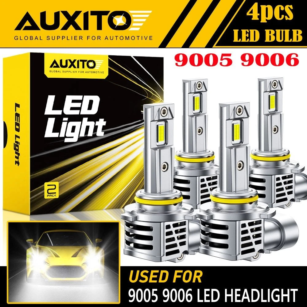 AUXITO Combo 4 9005 9006 LED Headlight Kit Bulbs High Low Beam White 60000LM M6S AUXITO