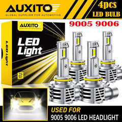 AUXITO Combo 4 9005 9006 LED Headlight Kit Bulbs High Low Beam White 60000LM M6S AUXITO