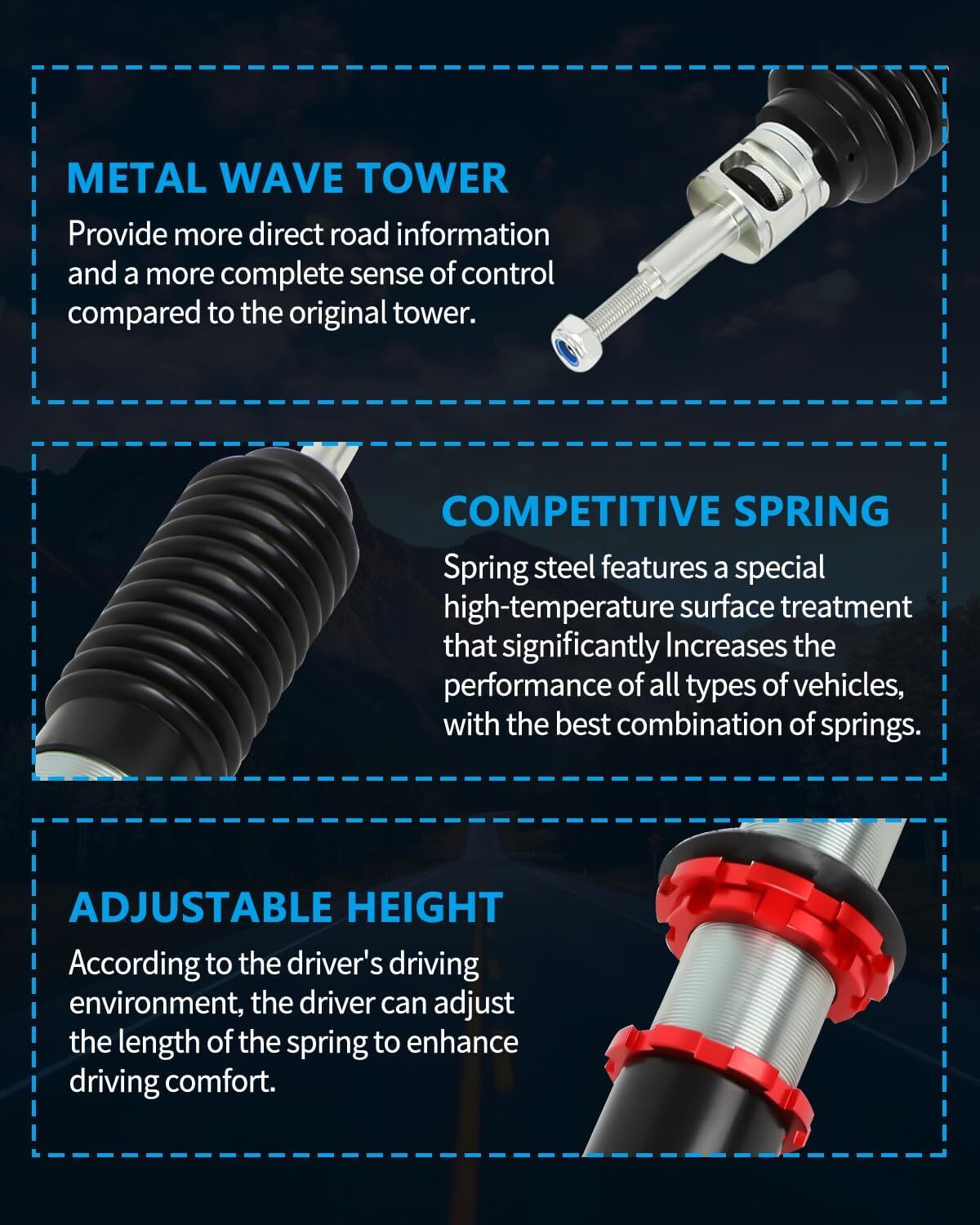 Suspension Lowering Kit Coilovers For 13-16 Dodge Dart Shocks Struts Adjustable 6B93BC-57