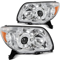 Pair Kit Halogen Headlights Assembly For 2006-2009 Toyota 4Runner Chrome Amber 6B93BC-57