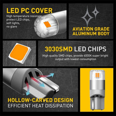 4X Canbus LED Front Side marker Light Bulb 168 192 2825 2821 T10 3000K Amber EA 6B93BC-57