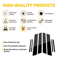 Black Pillar Posts 8pcs Set Cover Door Window Trim For Honda Civic 12-15 4dr EOA 6B93BC-57