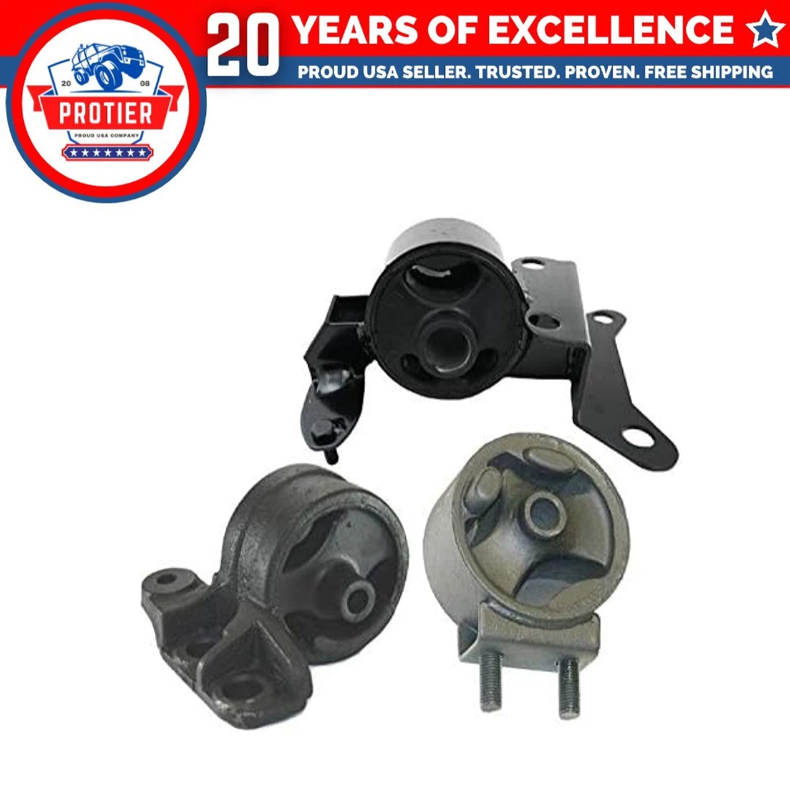 Fits 1994-1997 Kia Sephia 1.6L AUTO Trans Motor Mount Set 3PCS : A2651, A6432, 6B93BC-57
