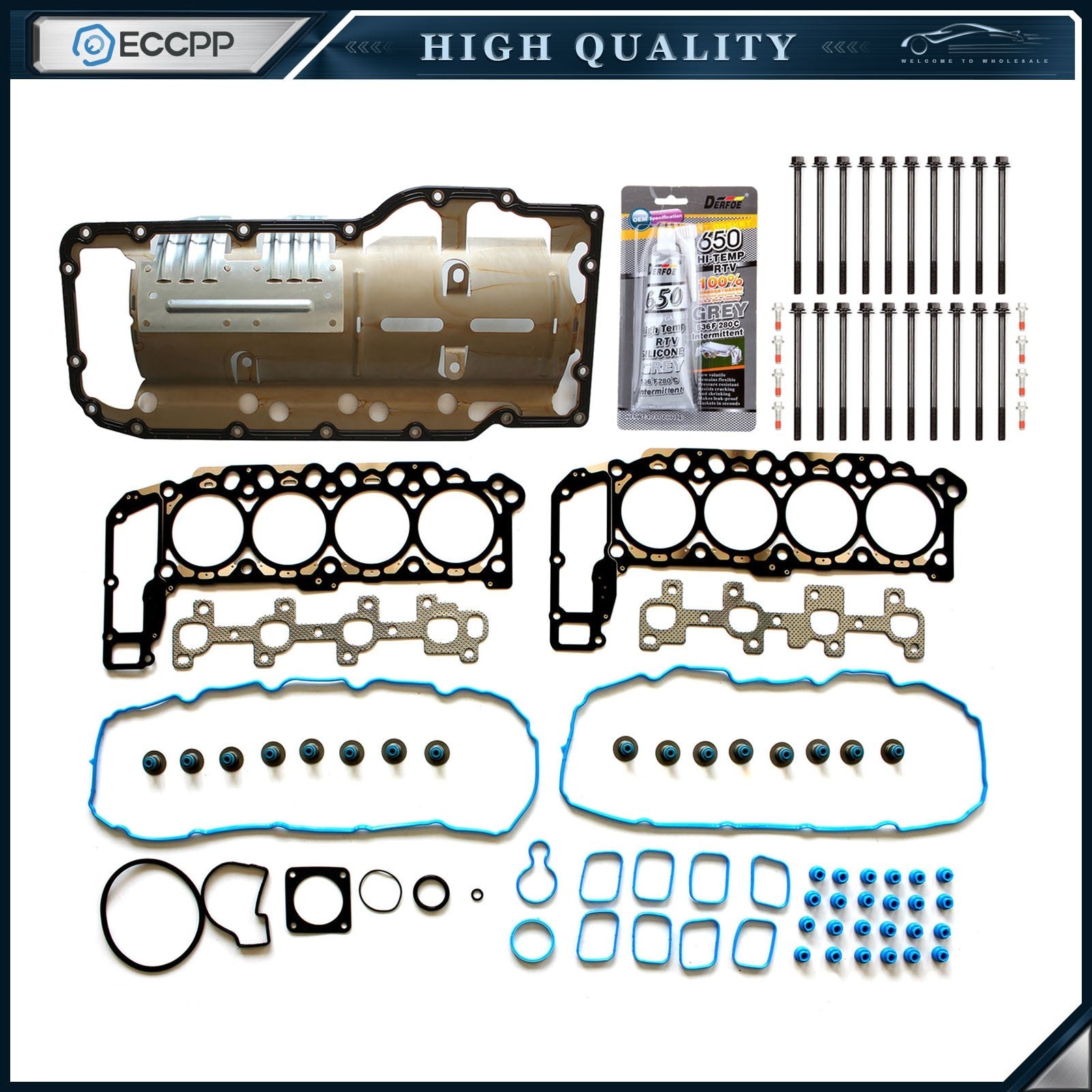 Head Gasket Bolts Set Oil Pan Gasket For 99-03 Jeep Grand Cherokee 4.7L SOHC KOEEP