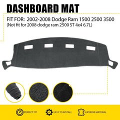 Dash Cover Mat Dashboard Pad Gray For 2002 03 04-2008 Dodge Ram 1500 2500 3500 A 6B93BC-57