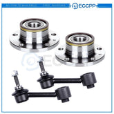 All 2 Rear Wheel Hub & Bearing Set + 2 Sway Bar End Links for Volkswagen 6B93BC-57
