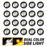 3/4" Dual Color Round Truck Trailer LED Side Marker Lights 3-Wires with Bullet A 6B93BC-57