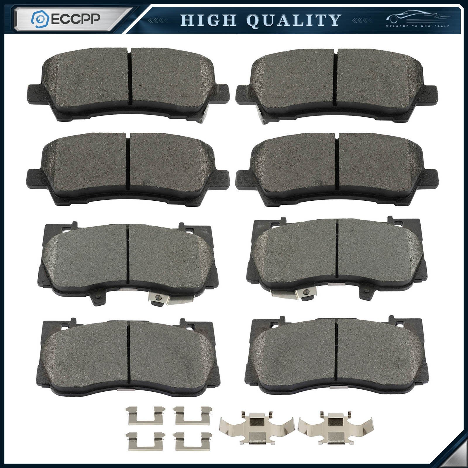 Front & Rear Semi-Metallic Brake Pads For Ford Mustang 2015-2016 2018-2021 2.3L KOEEP