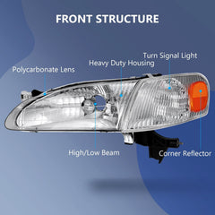 ECCPP Headlights Assembly For Toyota For Corolla 1.8L 1998-200 Pair Chrome Amber 6B93BC-57