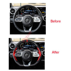 Carbon Fiber&Black Leather Steering Wheel Sewing Wrap For Mercedes Benz A-Class