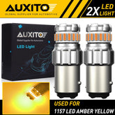 2X AUXITO 1157 Amber yellow LED Turn Signal Parking Light Bulb Error Free EOA AUXITO