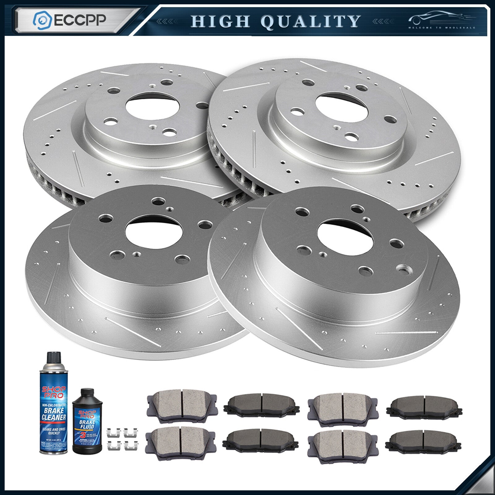 Ceramic Brake Pads And Rotors Front Rear For 2006 2007 2008-2018 Toyota RAV4 6B93BC-57