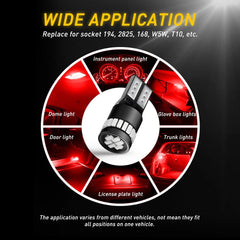 10Pcs Red T10 LED SMD Car Side Marker Interior Light Dome Map Bulbs W5W 194 168 6B93BC-57