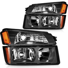 ECCPP Headlights Assembly For Chevy Avalanche 1500 2500 2002-2006 Pair Black 6B93BC-57