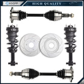 Front CV Axle+Brake Rotors+Complete Struts for Chevrolet Avalanche LTZ 2008-2012 6B93BC-57