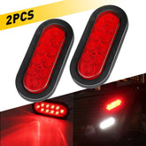2X Red 16" Oval Lights Trailer 10 LED Stop Tail Turn Truck Sealed Grommet Plug 6B93BC-57