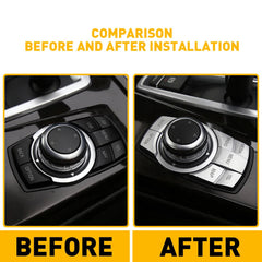 Chrome Multi-Media 7 Button Cover Decor For Trim BMW 3 4 5 6 X5 X6 Series 6B93BC-57